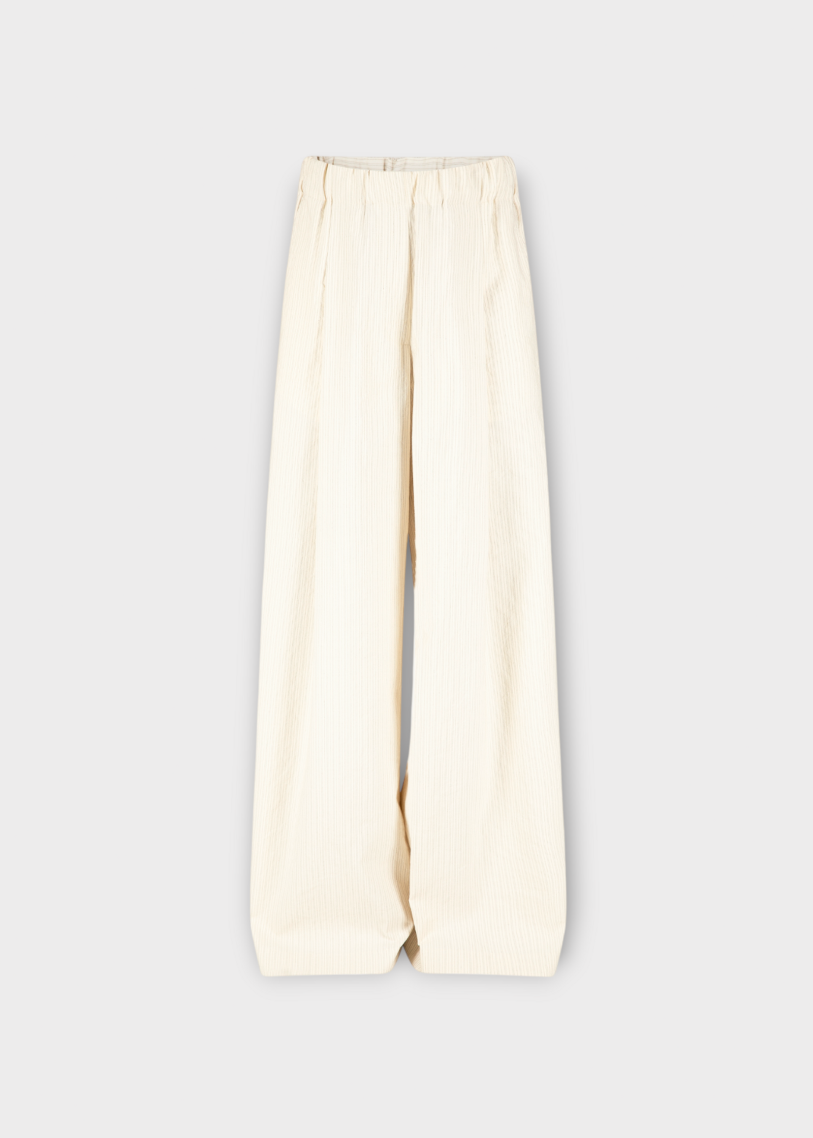 Dries Van Noten Dries Van Noten Trousers, Print, Pila Cotton High Wasted Wide Leg Pants In Ecru w/ Washed Stripe Print