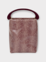 Dries Van Noten Dries Van Noten Bag, Print, Calf Leather Hand Bag in Burgundy w/ Dot Snake Print