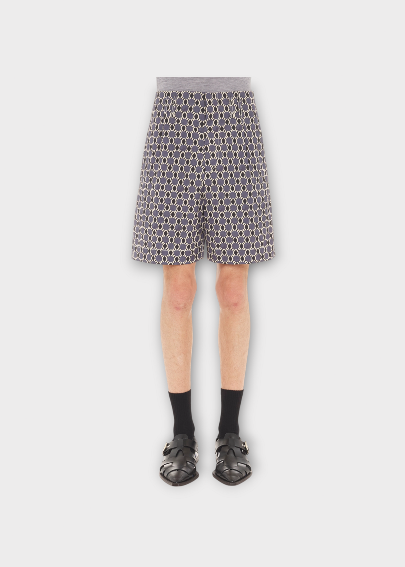 Lanvin Lanvin Short, Print, Cotton Printed Shorts In Storm & Black