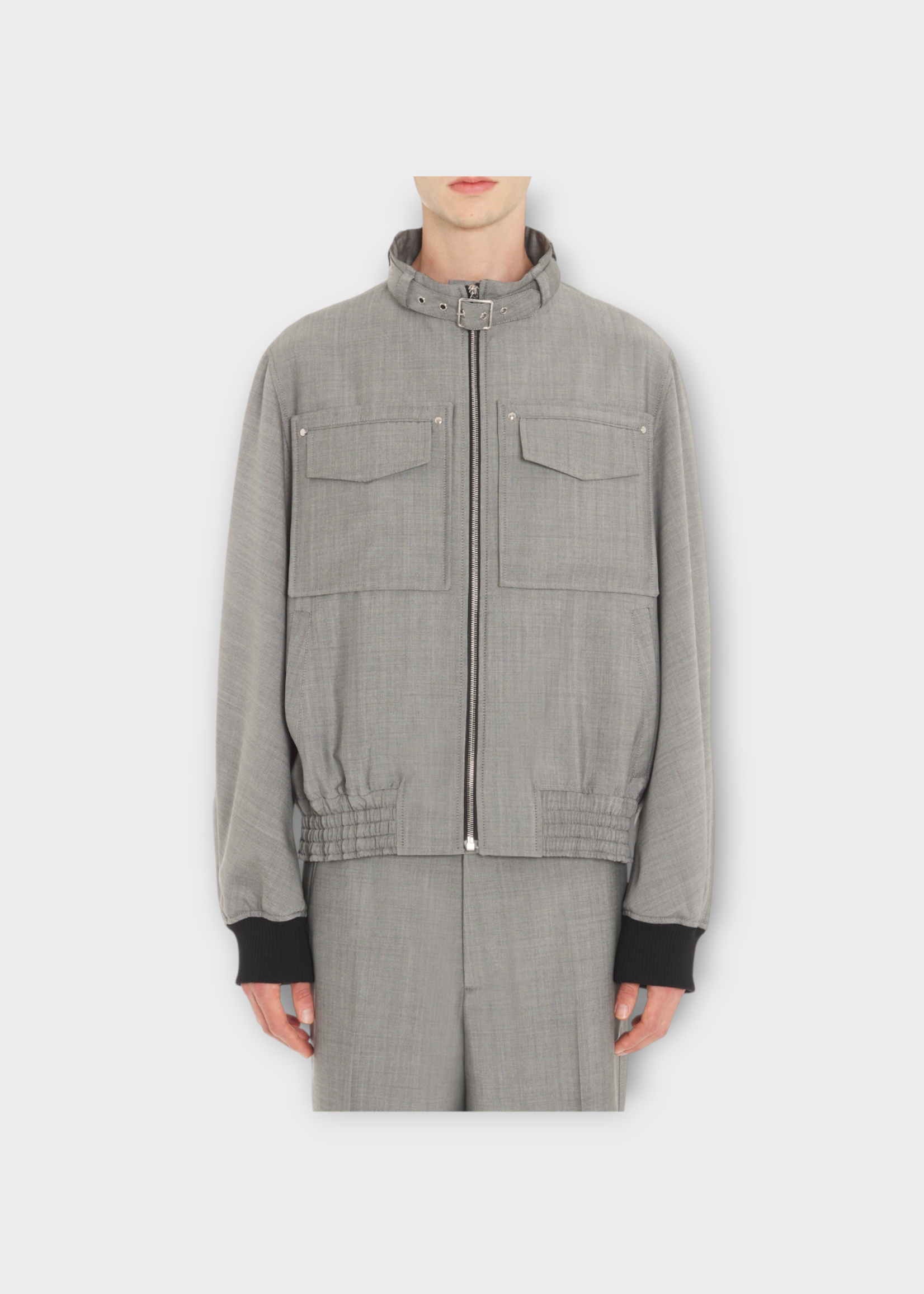 Lanvin Lanvin Jacket, Grey, Mohair & Wool High Neck Jacket In Light Grey w/ Chest Pockets