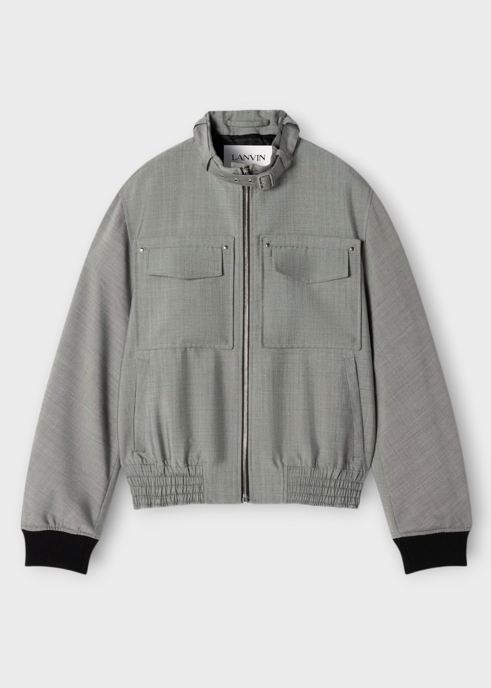 Lanvin Lanvin Jacket, Grey, Mohair & Wool High Neck Jacket In Light Grey w/ Chest Pockets