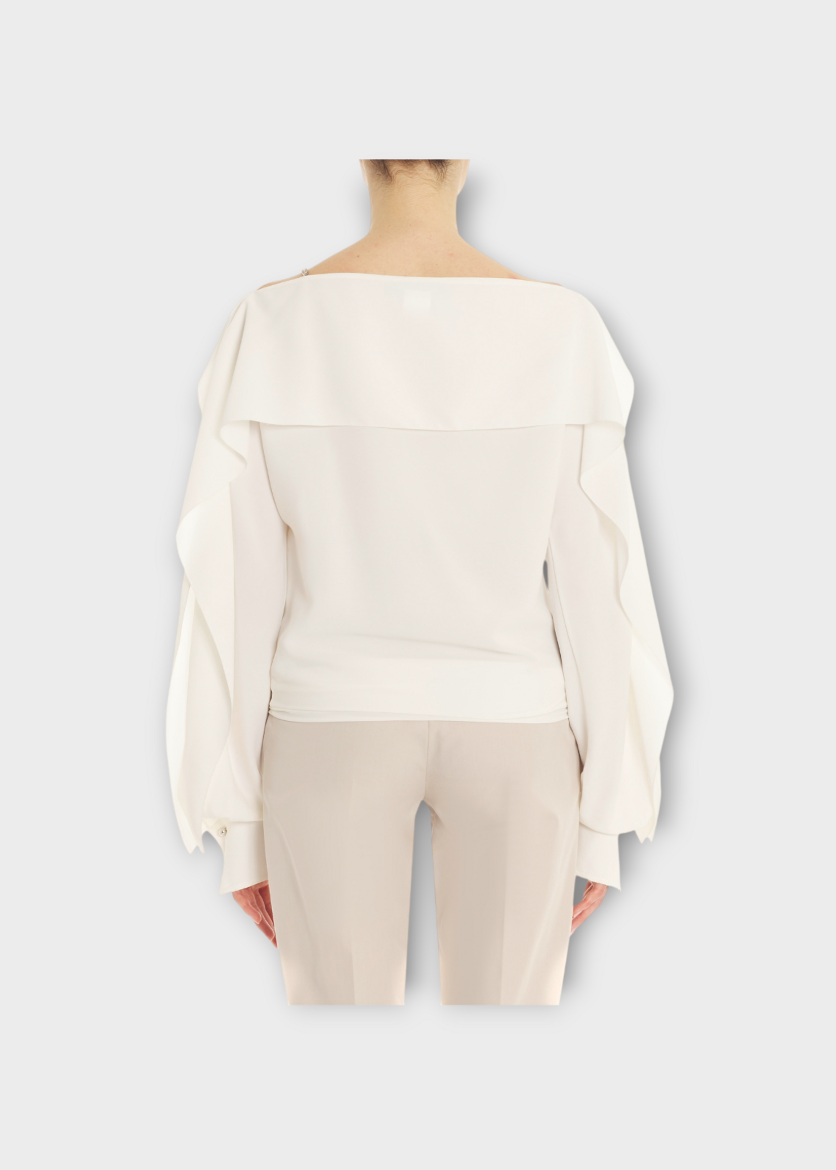 Lanvin Lanvin Top, White, Long Sleeves Top With Ruffles In Cream