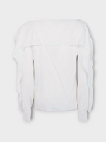 Lanvin Lanvin Top, White, Long Sleeves Top With Ruffles In Cream