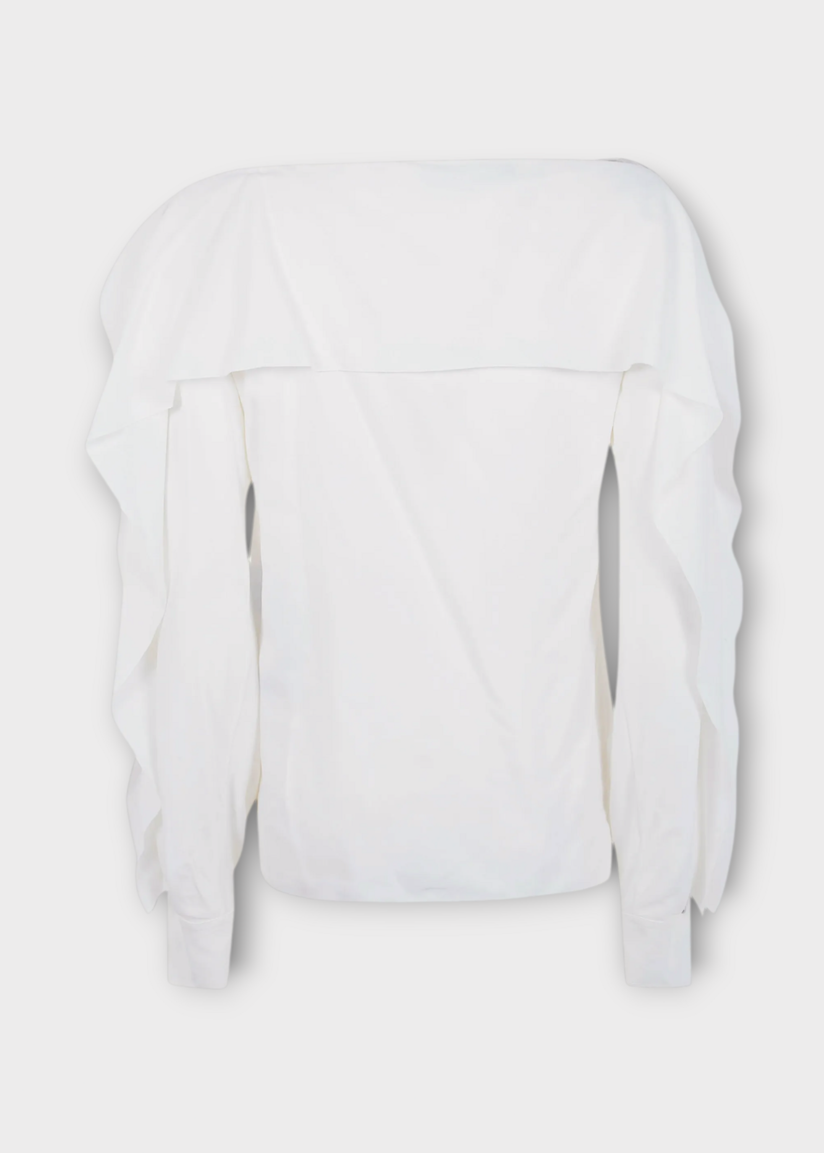 Lanvin Lanvin Top, White, Long Sleeves Top With Ruffles In Cream