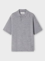 Lanvin Lanvin Polo, Grey, Wool Short Sleeve  Polo In Light Grey w/ Logo Embroidery
