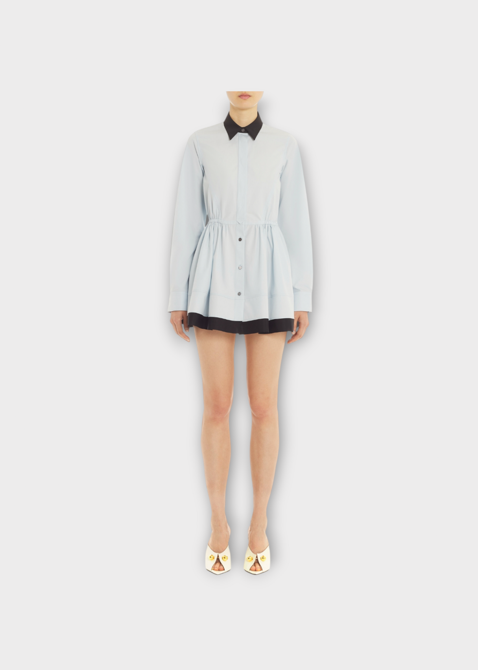 Lanvin Lanvin Dress, Blue, Cotton Shirt Mini Dress In Sky Blue