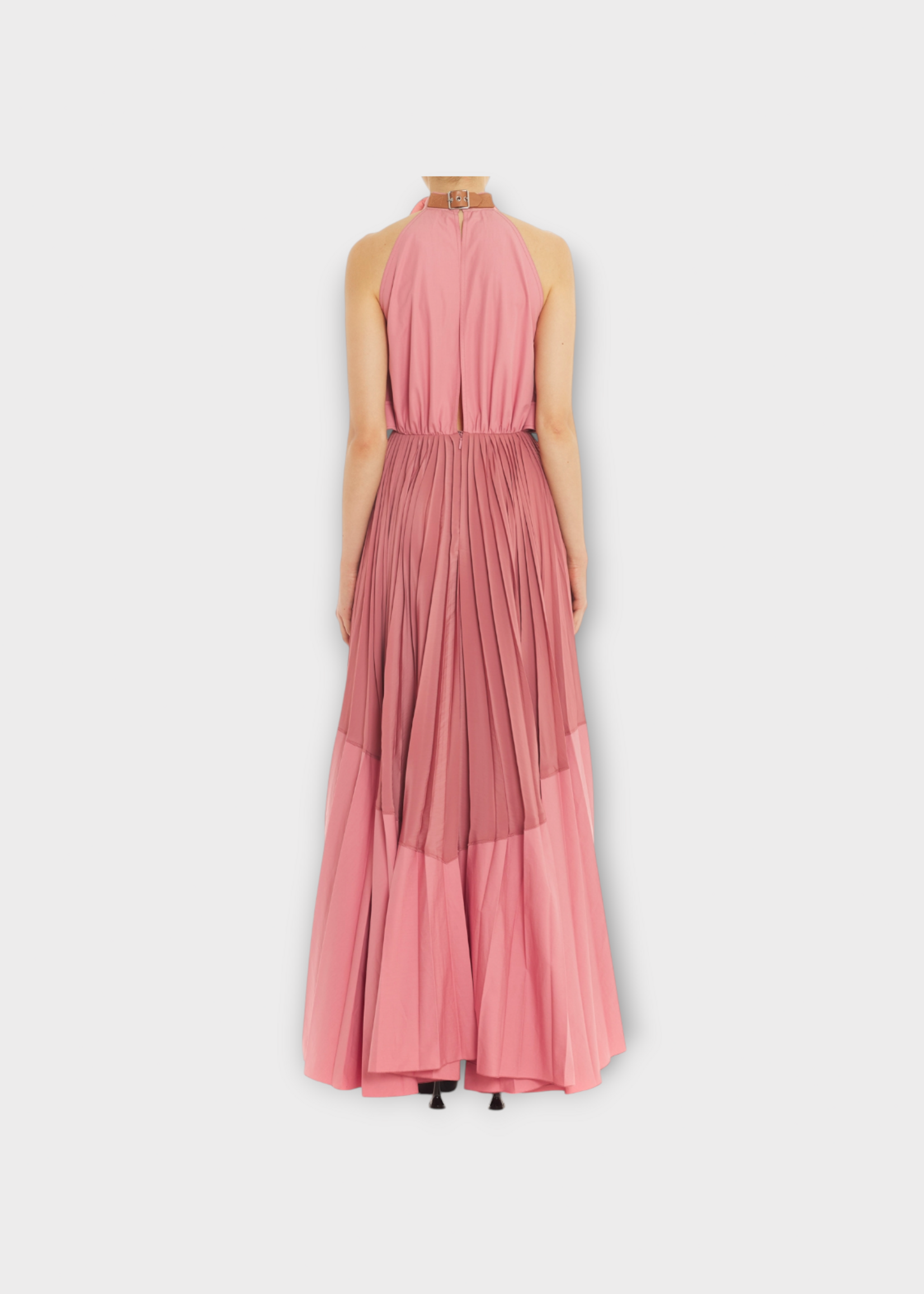 Lanvin Lanvin Dress, Pink, High Collar Sleeveless Pleated Long Dress In Old Pink
