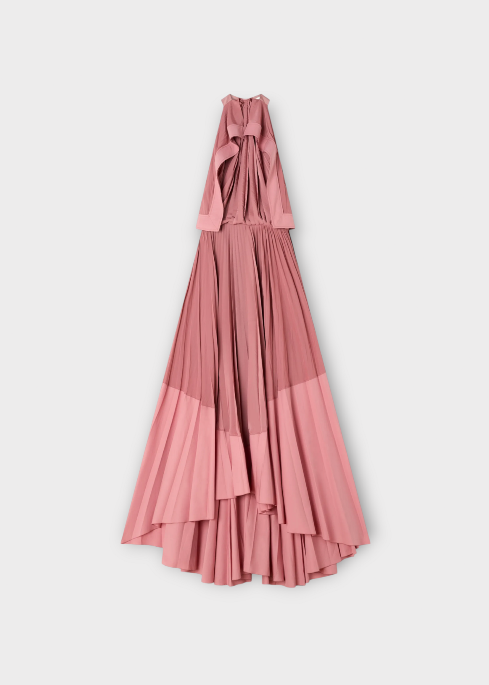 Lanvin Lanvin Dress, Pink, High Collar Sleeveless Pleated Long Dress In Old Pink