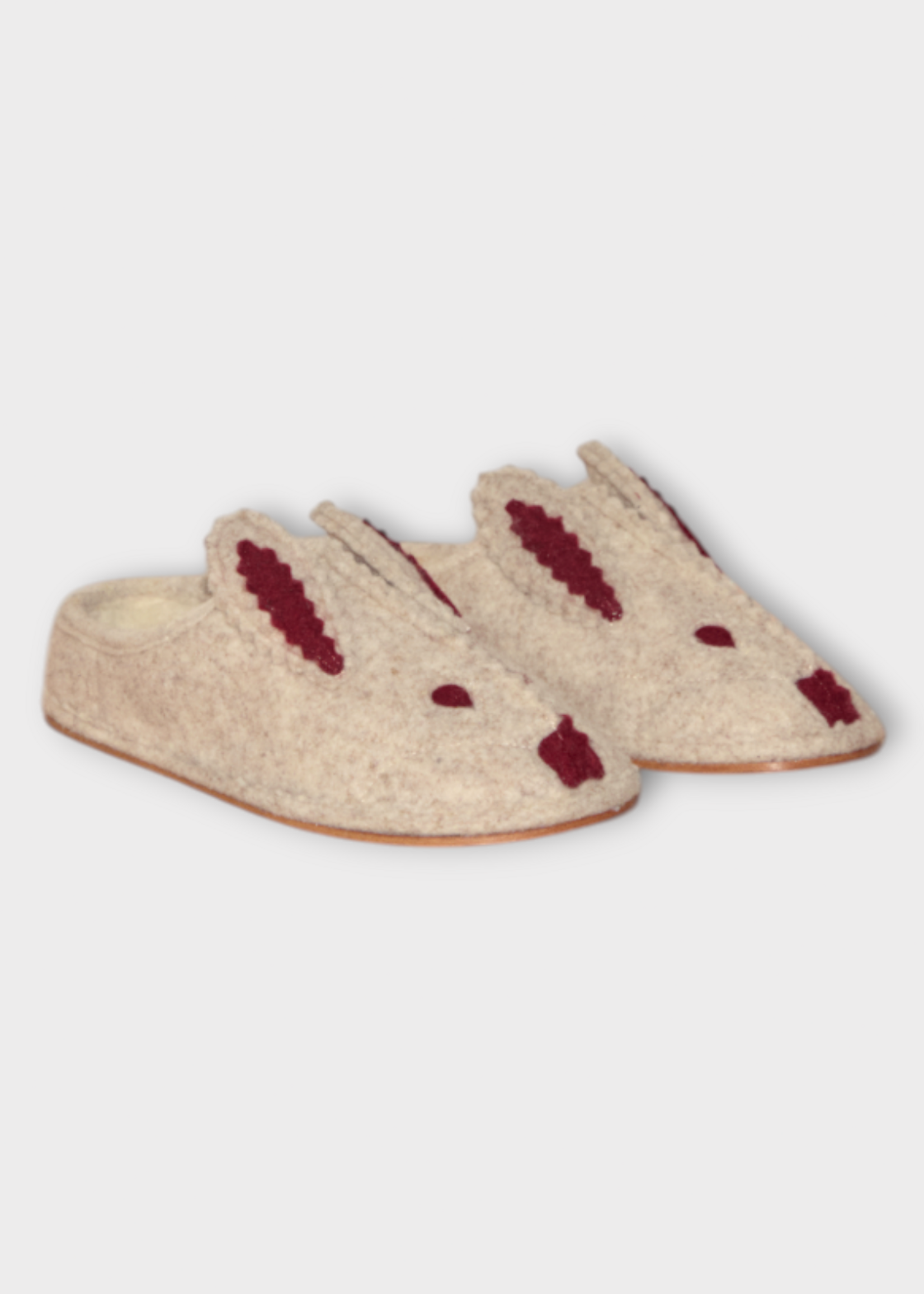 Bode Bode Slippers, Multi, Felt Rabbit House Slipper in Cream & Red