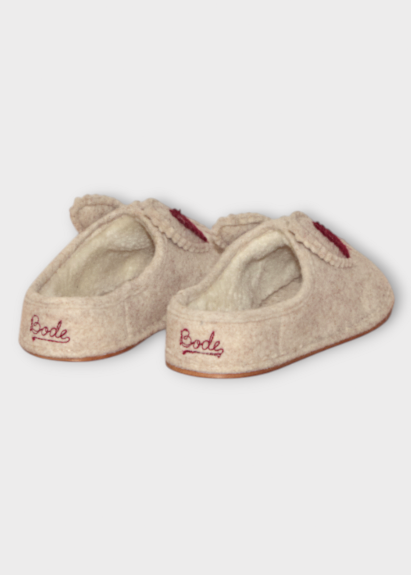 Bode Bode Slippers, Multi, Felt Rabbit House Slipper in Cream & Red