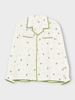 Bode Bode Shirt, White, Blackberry Patch Long Sleeve Shirt in White & Multi w/ Chest Pockets
