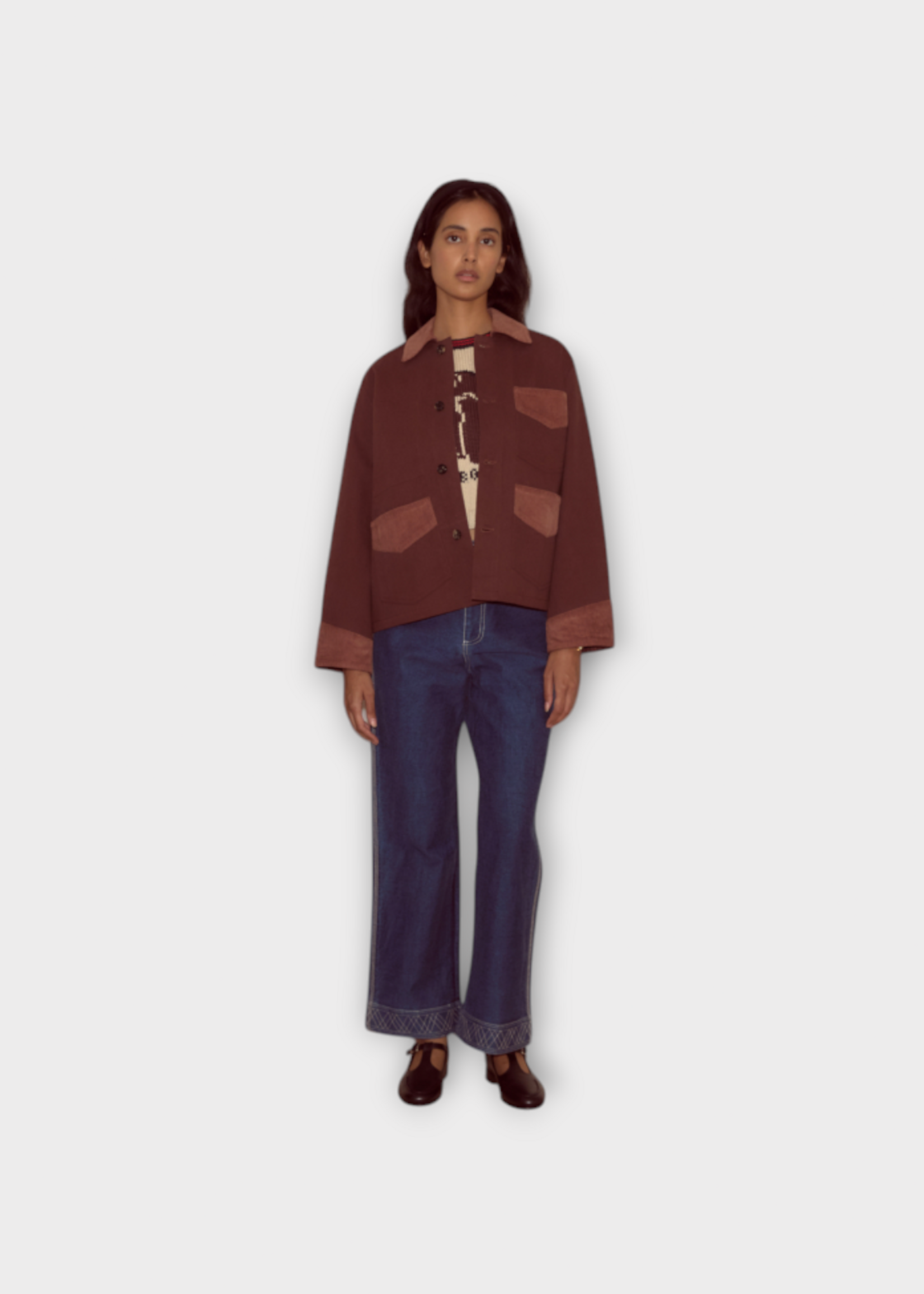 Bode Bode Jacket, White, Craft Cotton Workwear Jacket