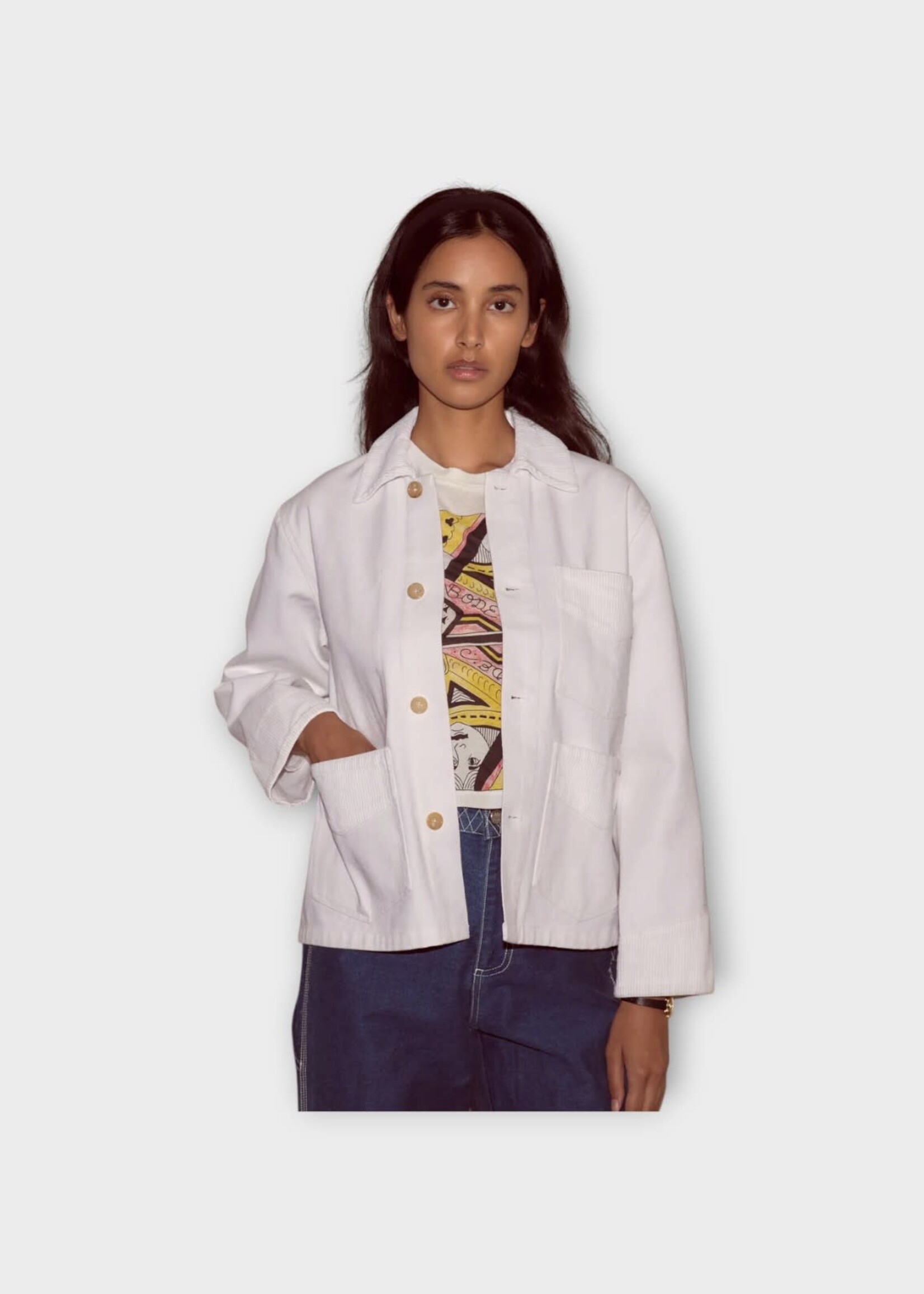 Bode Bode Jacket, White, Craft Cotton Workwear Jacket