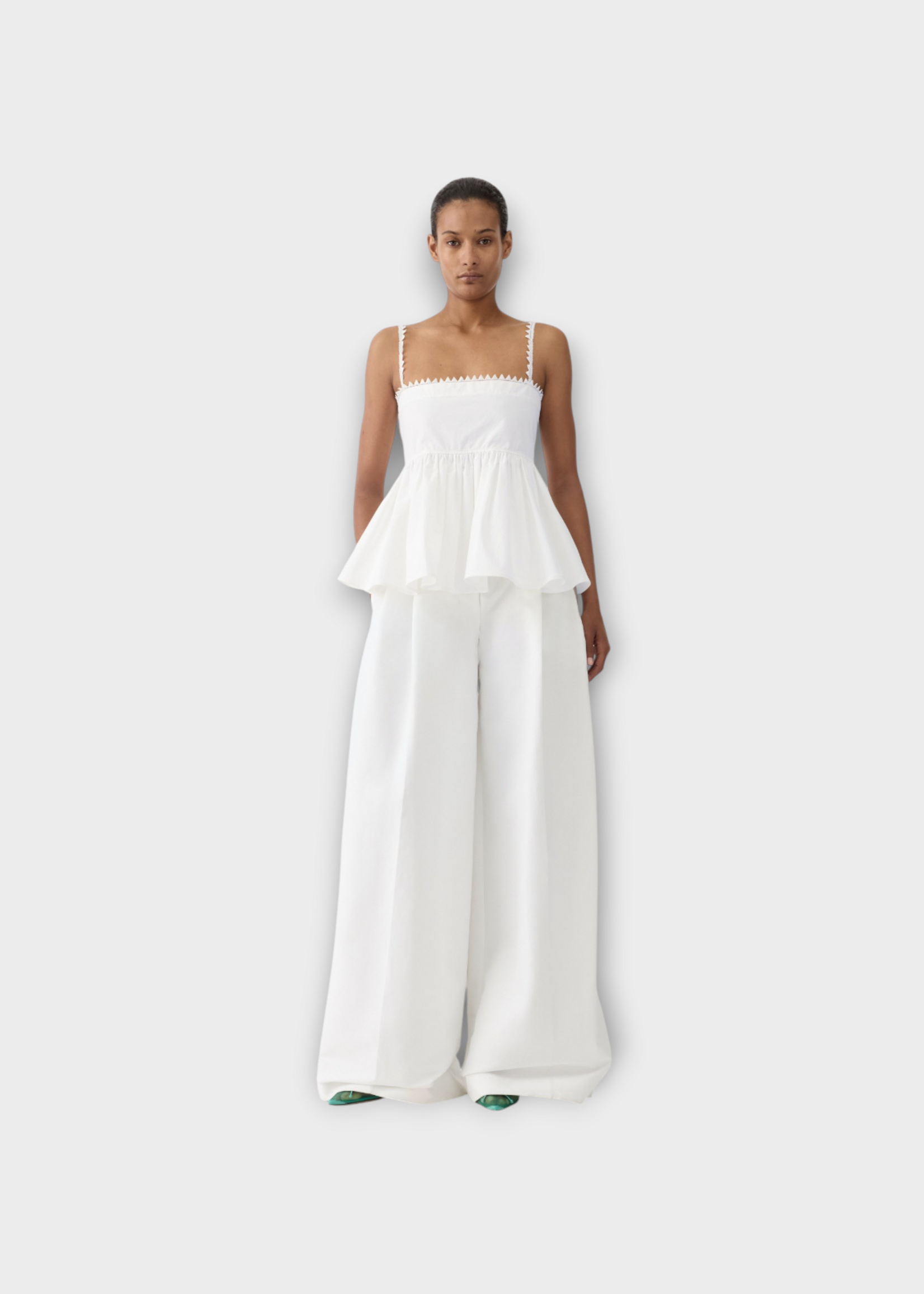 Jacquemus Jacquemus Top, White, Le Traversin Cotton Peplum Top In White