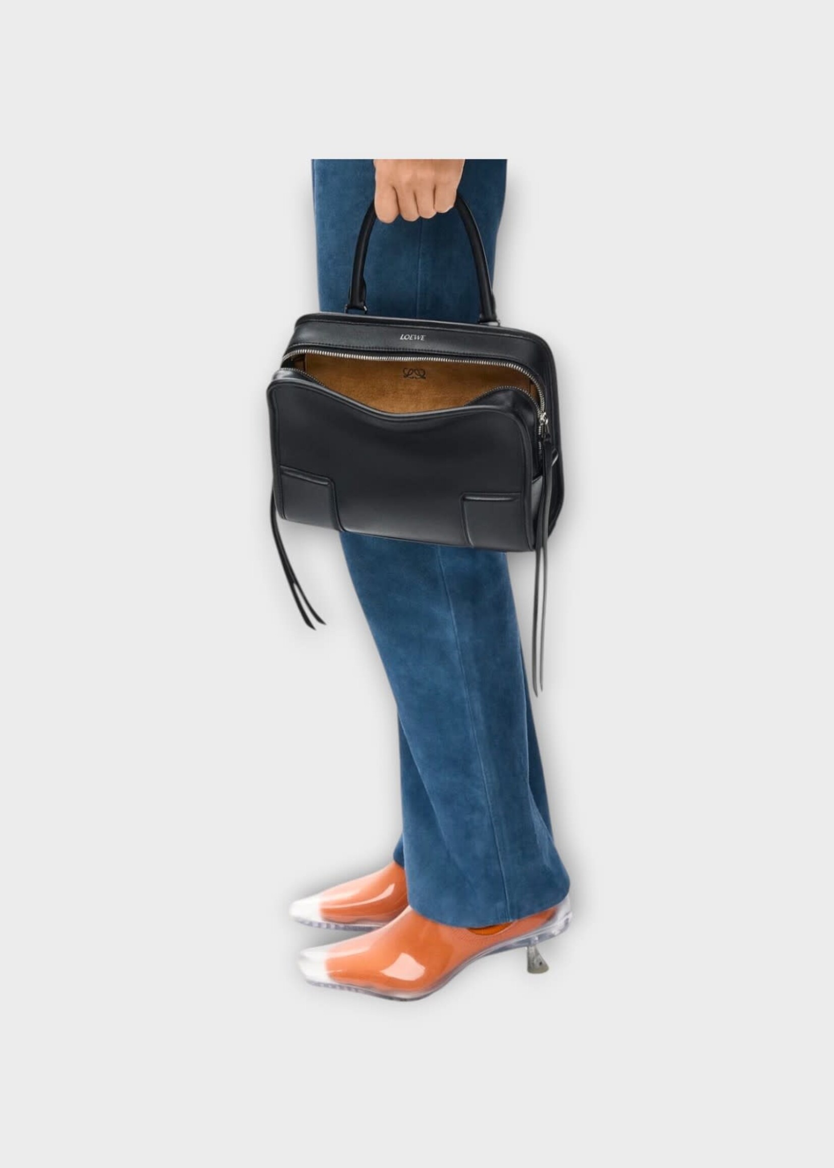 Loewe Loewe Bag, Black, Amazona 180 Calf Leather Top Handle Small Bag In Black