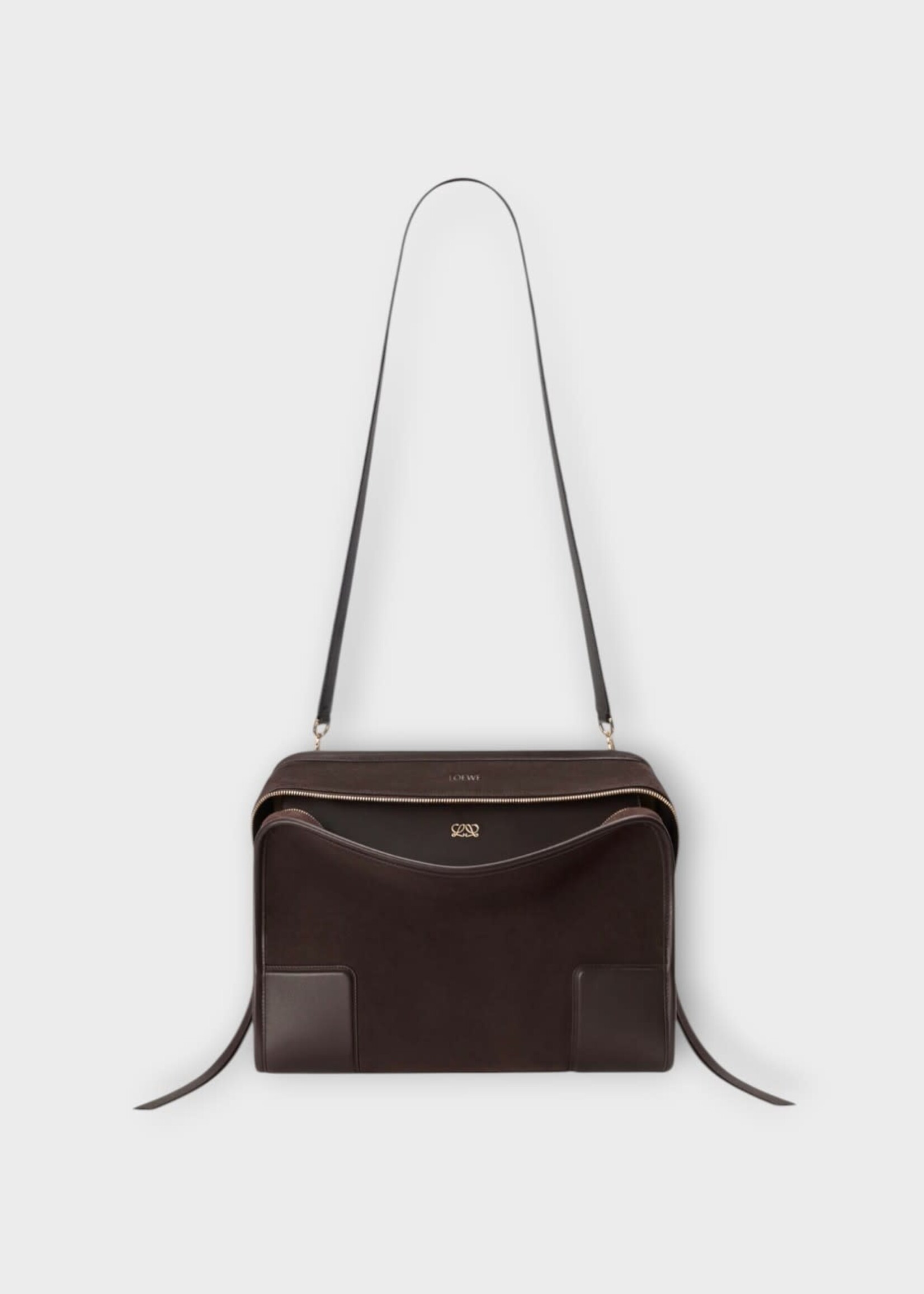 Loewe Loewe Bag, Brown, Amazona 180 Suede Large Bag In Dark Chestnut