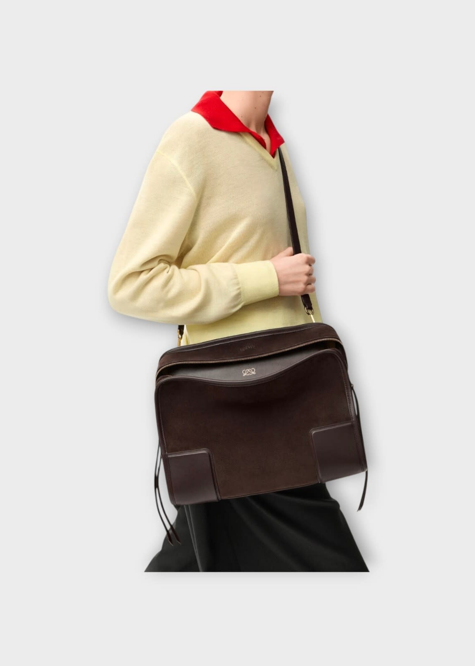 Loewe Loewe Bag, Brown, Amazona 180 Suede Large Bag In Dark Chestnut