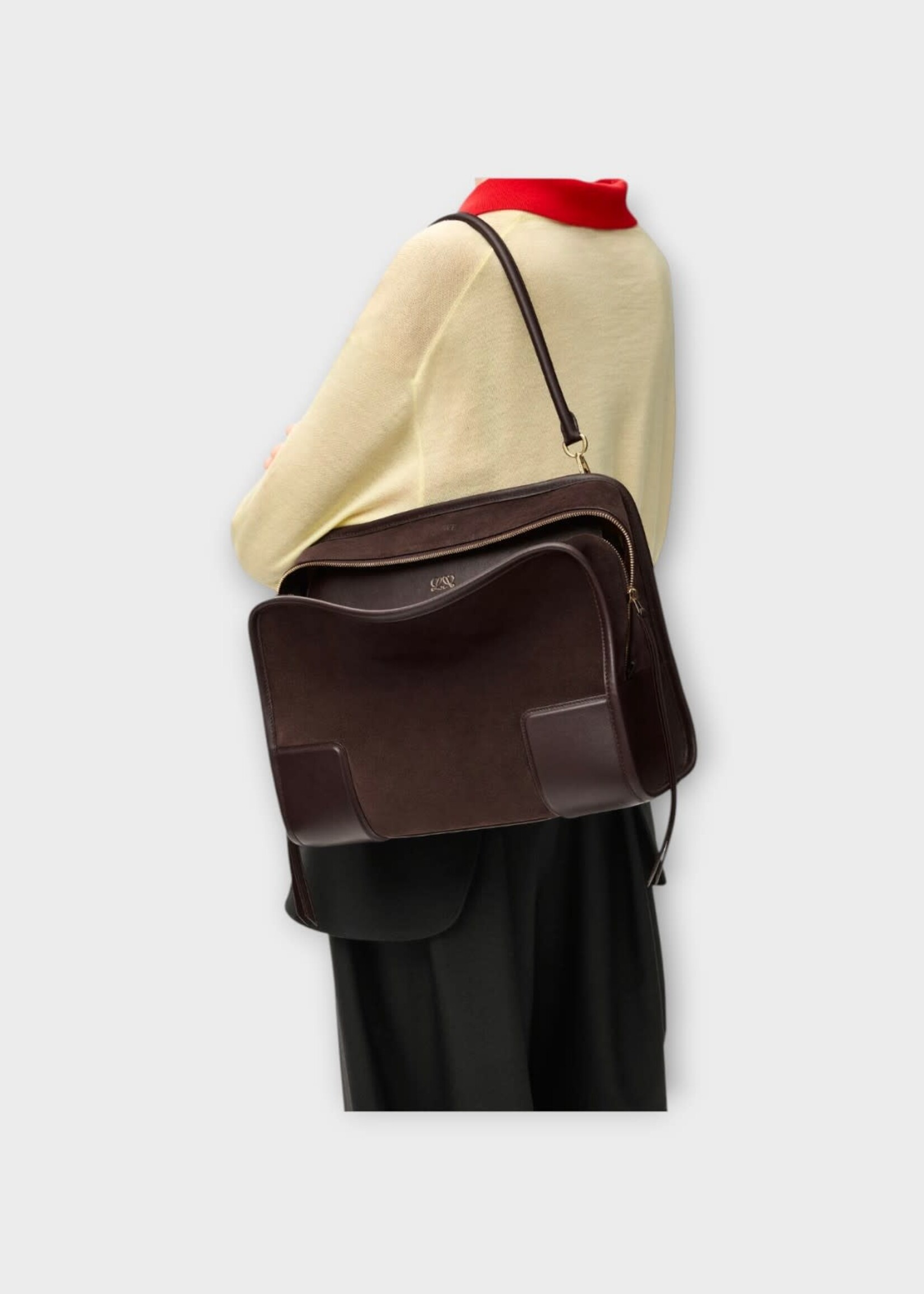 Loewe Loewe Bag, Brown, Amazona 180 Suede Large Bag In Dark Chestnut