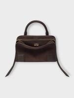 Loewe Loewe Bag, Brown, Amazona 180 Calf Suede Leather Top Handle Mini Bag In Dark Chestnut