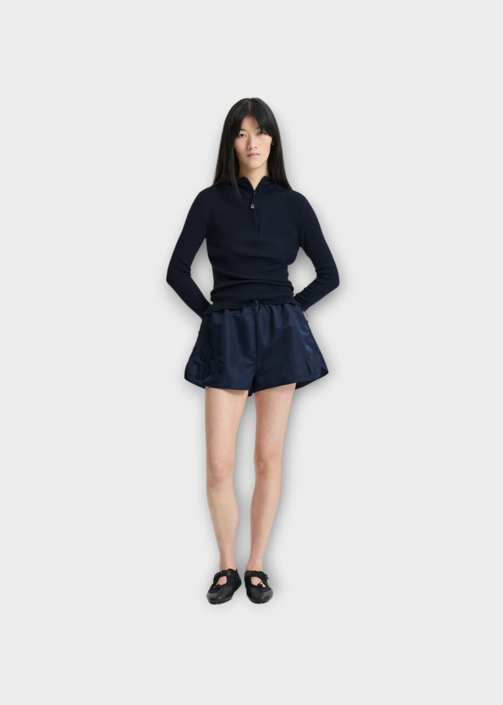 Cecilie Bahnsen Cecilie Bahnsen Shorts, Navy, Colette Nylon Technical Shorts in Navy