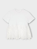 Cecilie Bahnsen Cecilie Bahnsen T-Shirt, White, Connie Jersey Short Sleeve T-Shirt w/ Embroidery