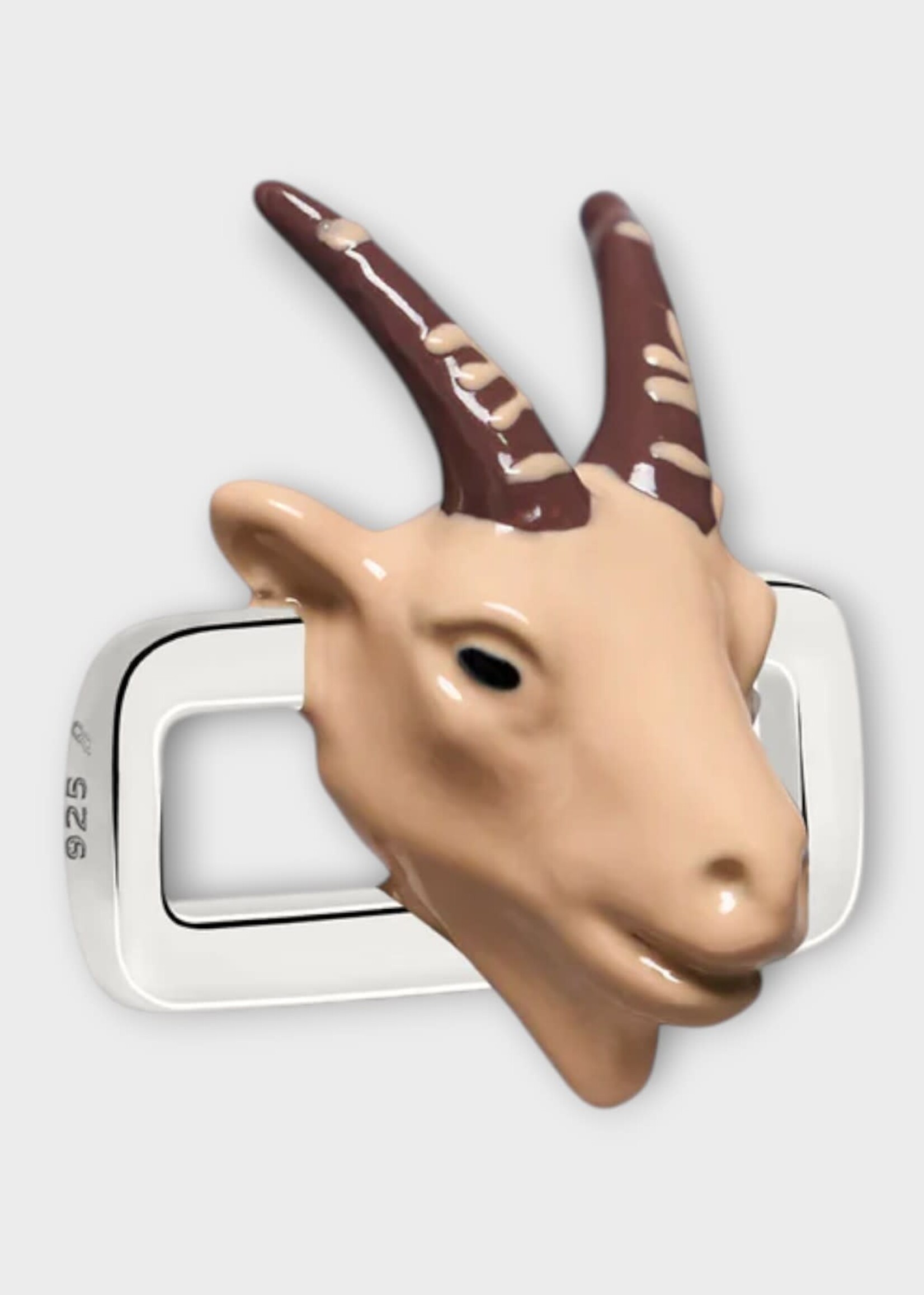 Poubel Poubel Charm, Print, Capricorn Goat Painted Enamel w/ Sterling Silver