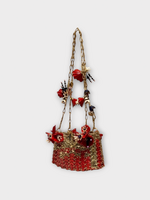 Rabanne Rabanne Bag, Multi, Gradient Enamelled Disc Clutch Bag In Red  & Light Gold w/ Flower Details