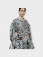 Julia Heuer Julia Heuer Shirt, Print, Hannes Relaxed Fit Tied Waist Shirt in Grey w/  Frances Print
