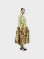 Julia Heuer Julia Heuer Skirt, Print, Kenza Voluminous Hand Pleated Midi Skirt in Gold w/ Jim Print