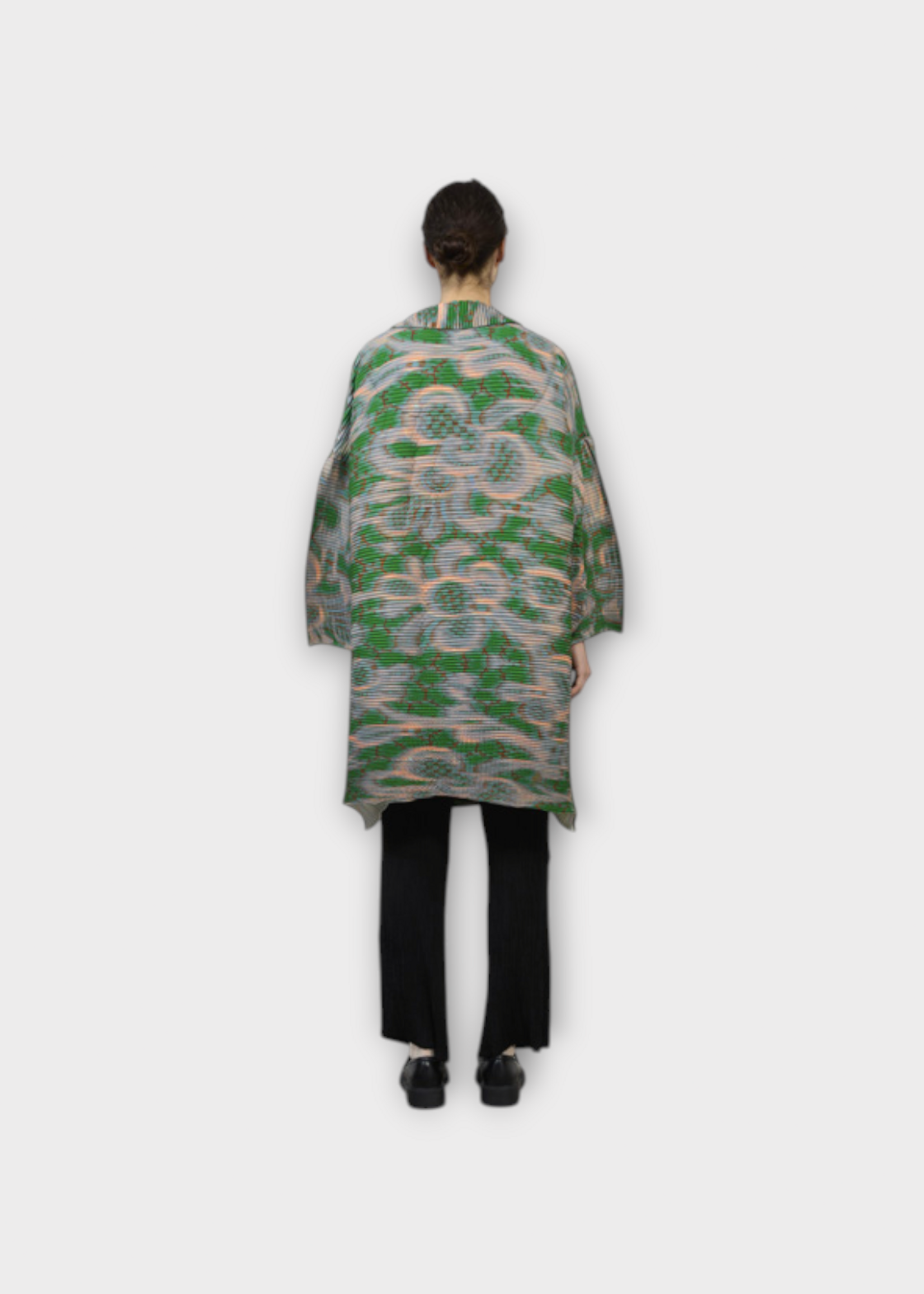 Julia Heuer Julia Heuer Coat, Print, Johan Double Breasted Hand Pleated Coat in Green w/ Gallia Print