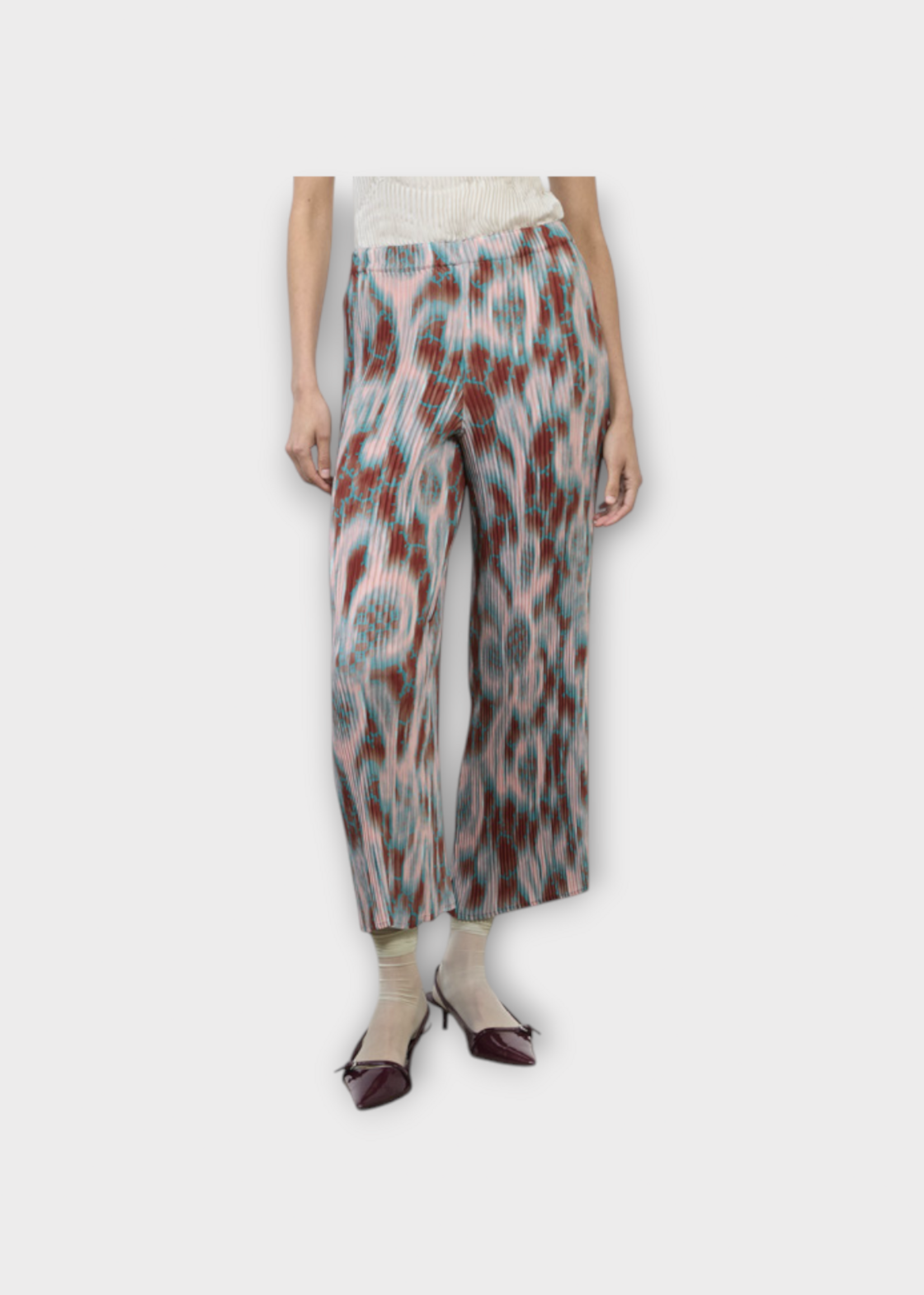 Julia Heuer Julia Heuer Trousers, Print, Jack High Waisted Pleated Pants in Brown w/ Gallia Print