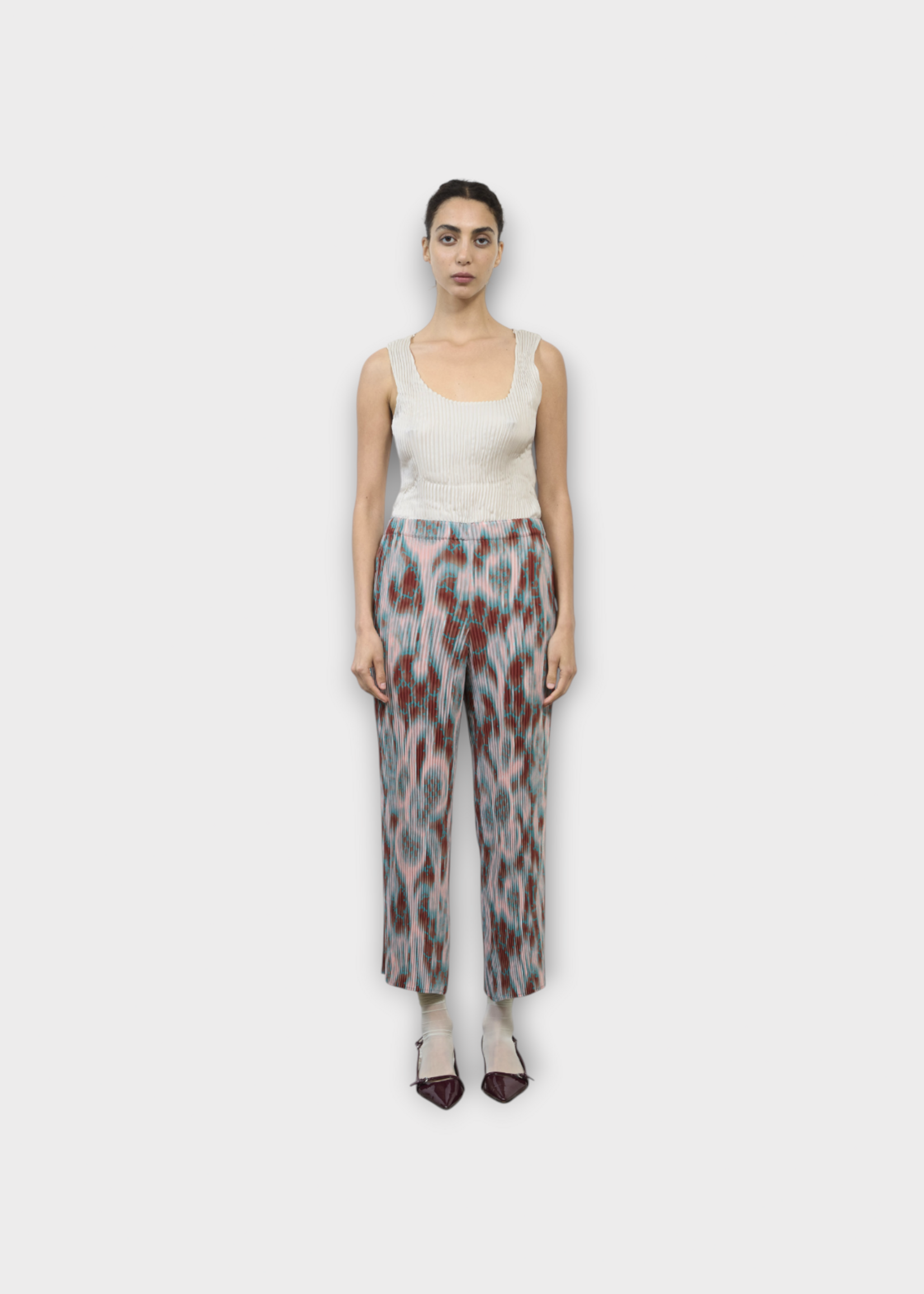 Julia Heuer Julia Heuer Trousers, Print, Jack High Waisted Pleated Pants in Brown w/ Gallia Print