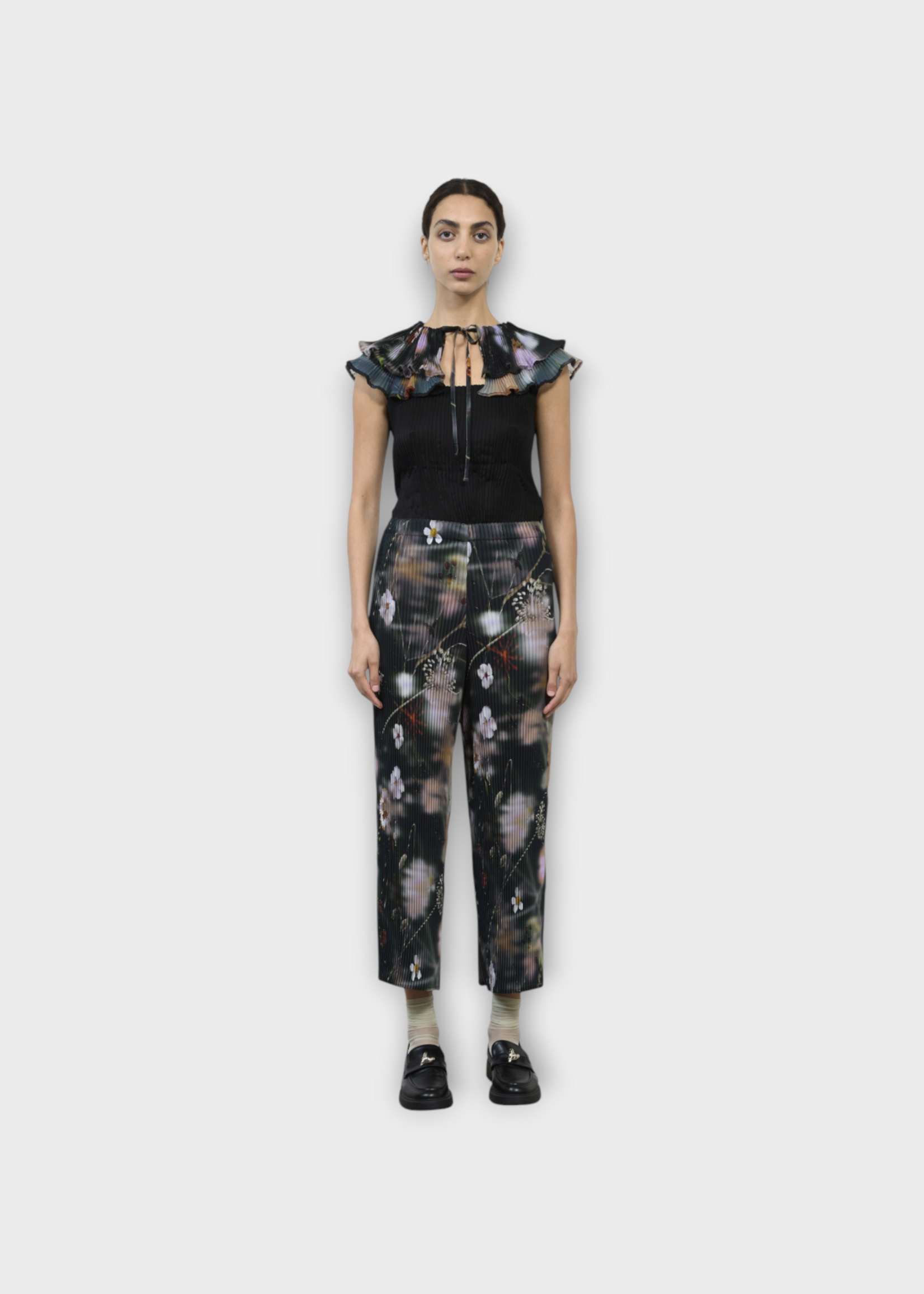 Julia Heuer Julia Heuer Trousers, Print, Jack High Waisted Pleated Pants in Black w/ Frances Print