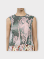 Julia Heuer Julia Heuer Top, Print, Thelma Sleeveless Pleated Top in Light Pink w/ Seraphin Print