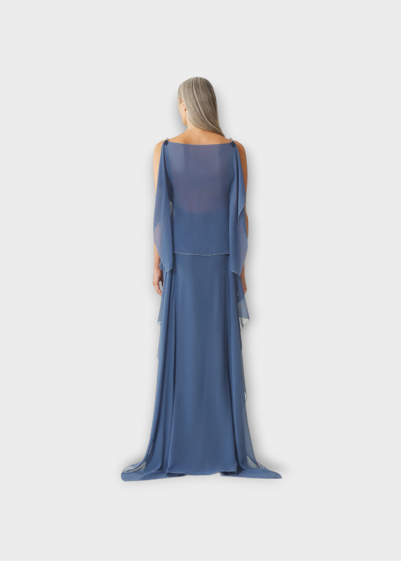 Lanvin Lanvin Dress, Blue, Silk Square Neck Ruffled Long Dress In Jeanne Blue