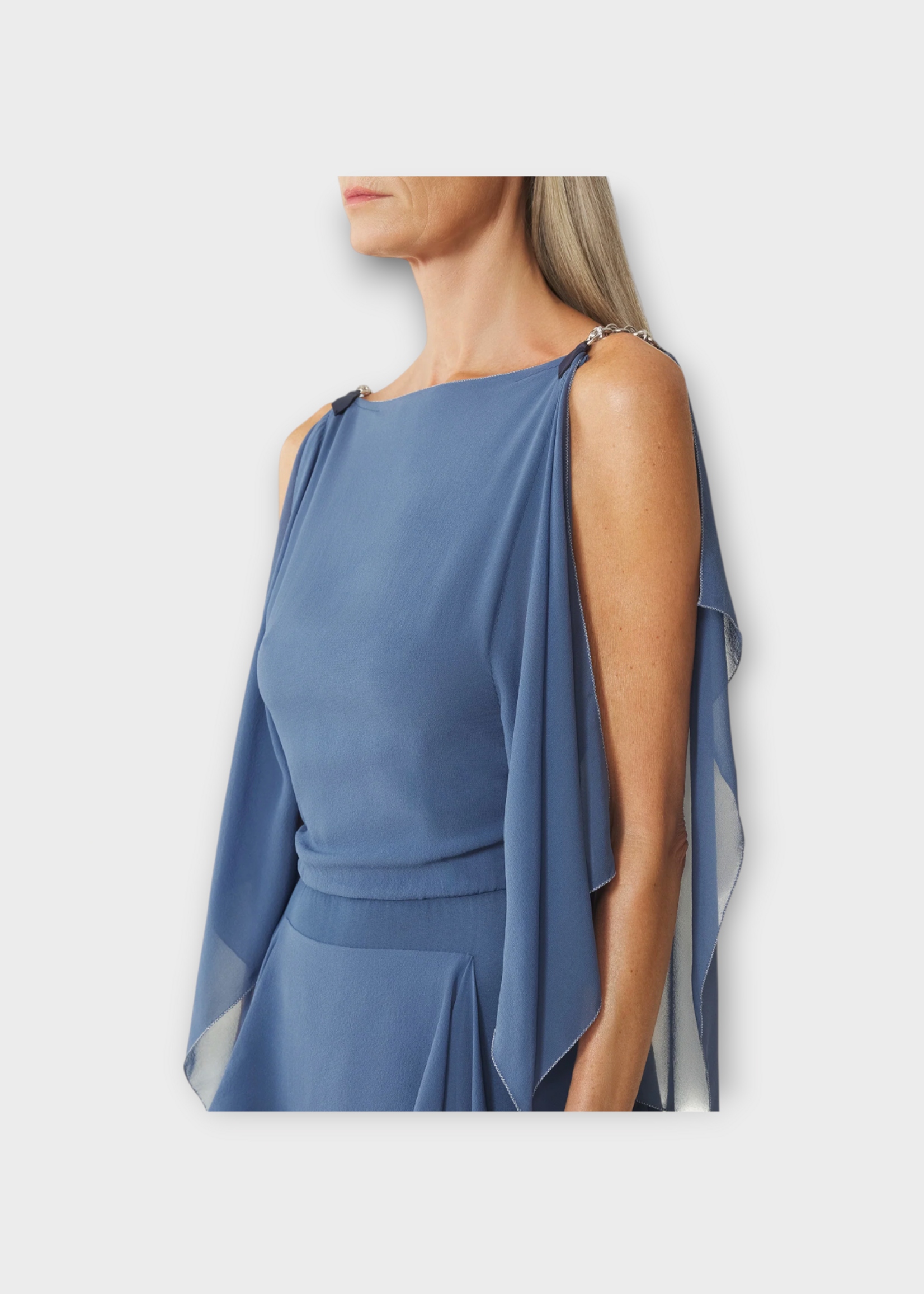 Lanvin Lanvin Dress, Blue, Silk Square Neck Ruffled Long Dress In Jeanne Blue