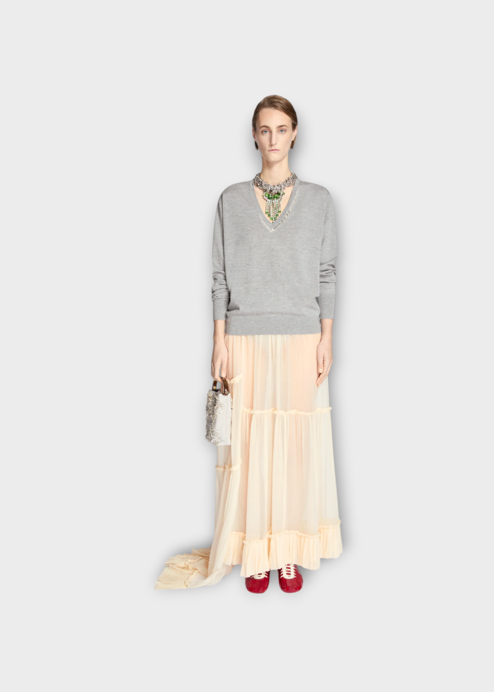 Dries Van Noten Dries Van Noten Bag, Grey, Cotton Micro Embellished Bag in Grey