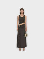 Christopher Esber Christopher Esber Top, Brown, Droplet Crystal Ruched Tank Top In Husk
