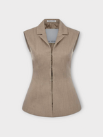 Julie Kegels Julie Kegels Jacket, Beige, Bergman Bis Sleeveless Hourglass Blazer In Beige