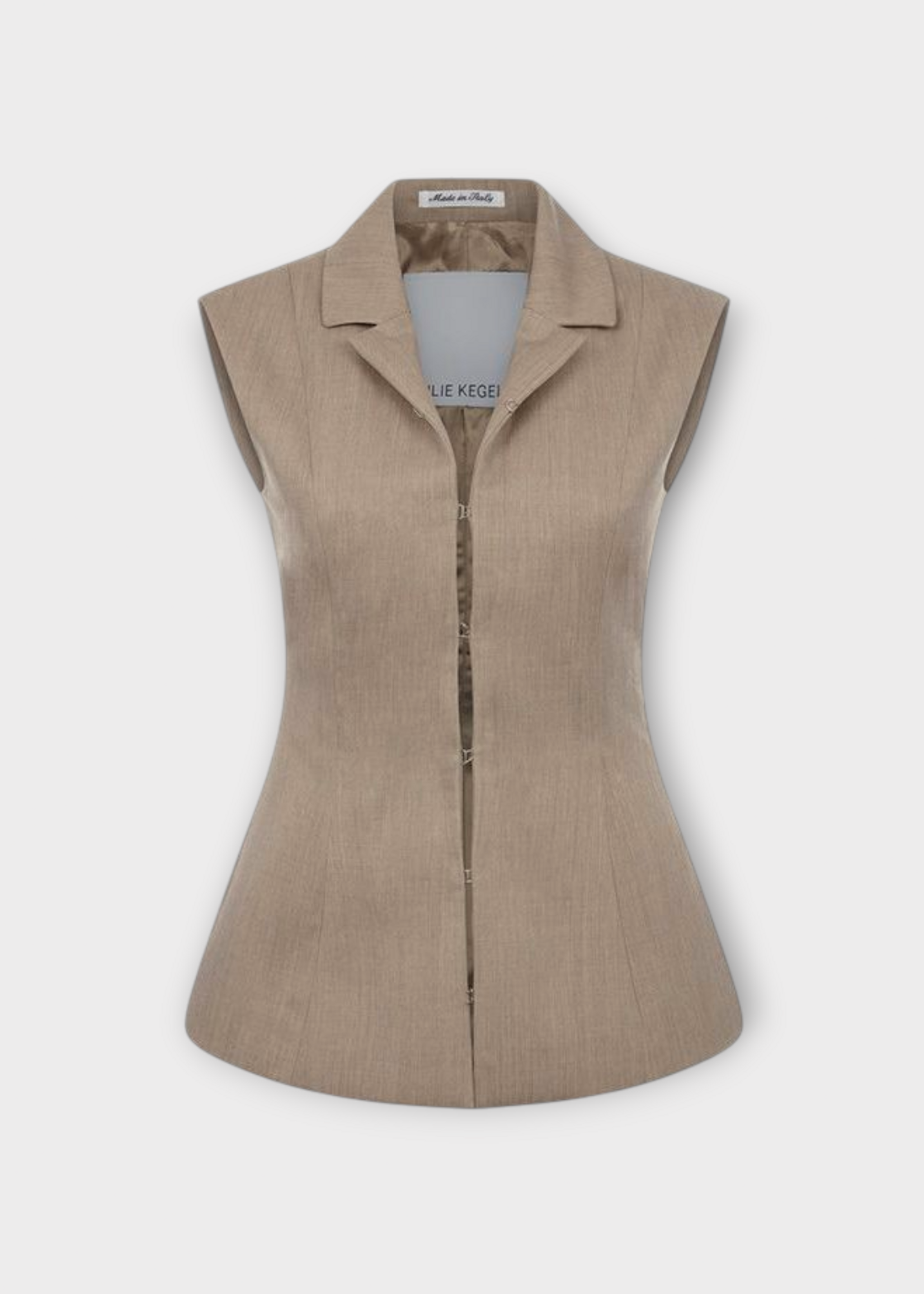 Julie Kegels Julie Kegels Jacket, Beige, Bergman Bis Sleeveless Hourglass Blazer In Beige