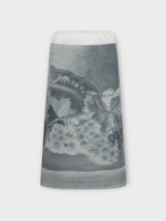 Julie Kegels Julie Kegels Skirt, Grey, Sisley Elastic Waist Straight Skirt In Grey w/ Botanical Print