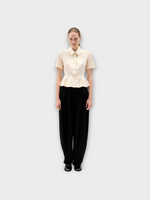 Ashlyn Ashlyn Shirt, White, Lulu Cotton Short Sleeve Cropped Shirt In Cream