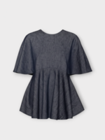 Ashlyn Ashlyn Shirt, Blue, Zephy Linen & Cotton Crew Neck Cape Blouse