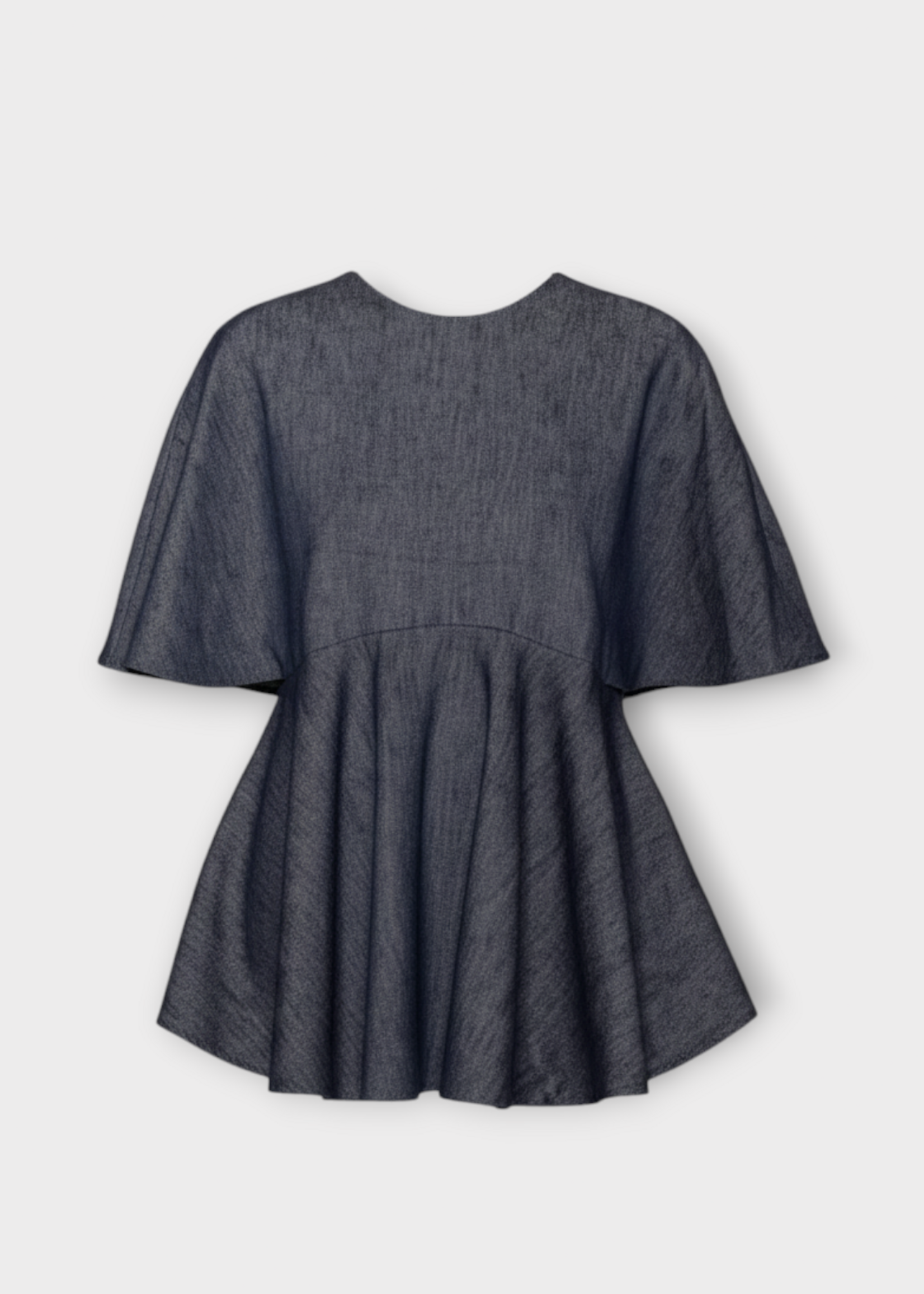 Ashlyn Ashlyn Shirt, Blue, Zephy Linen & Cotton Crew Neck Cape Blouse