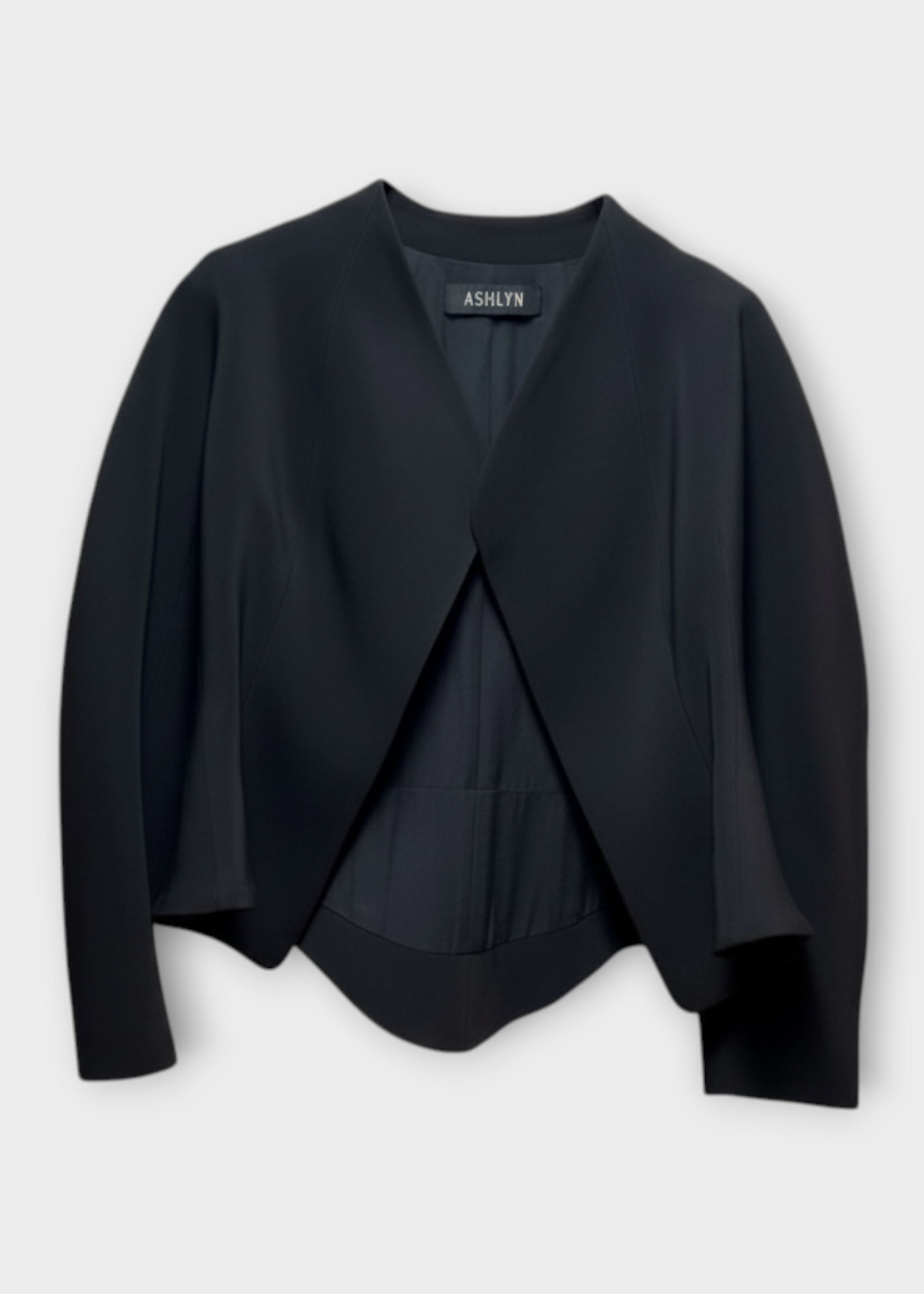 Ashlyn Ashlyn Jacket, Black, Reed V-Neck Short Blazer In Black