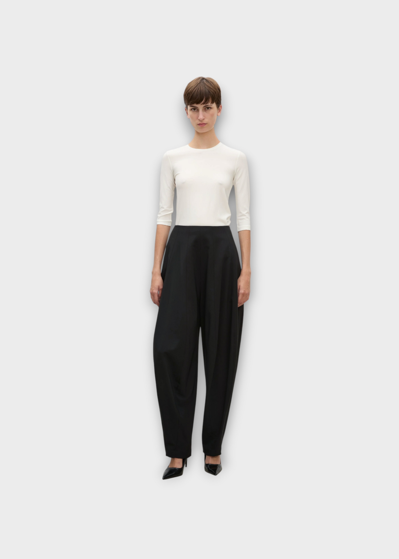 Ashlyn Ashlyn Trousers, Black, Blaine Light Cady High Waist Round Leg Pants