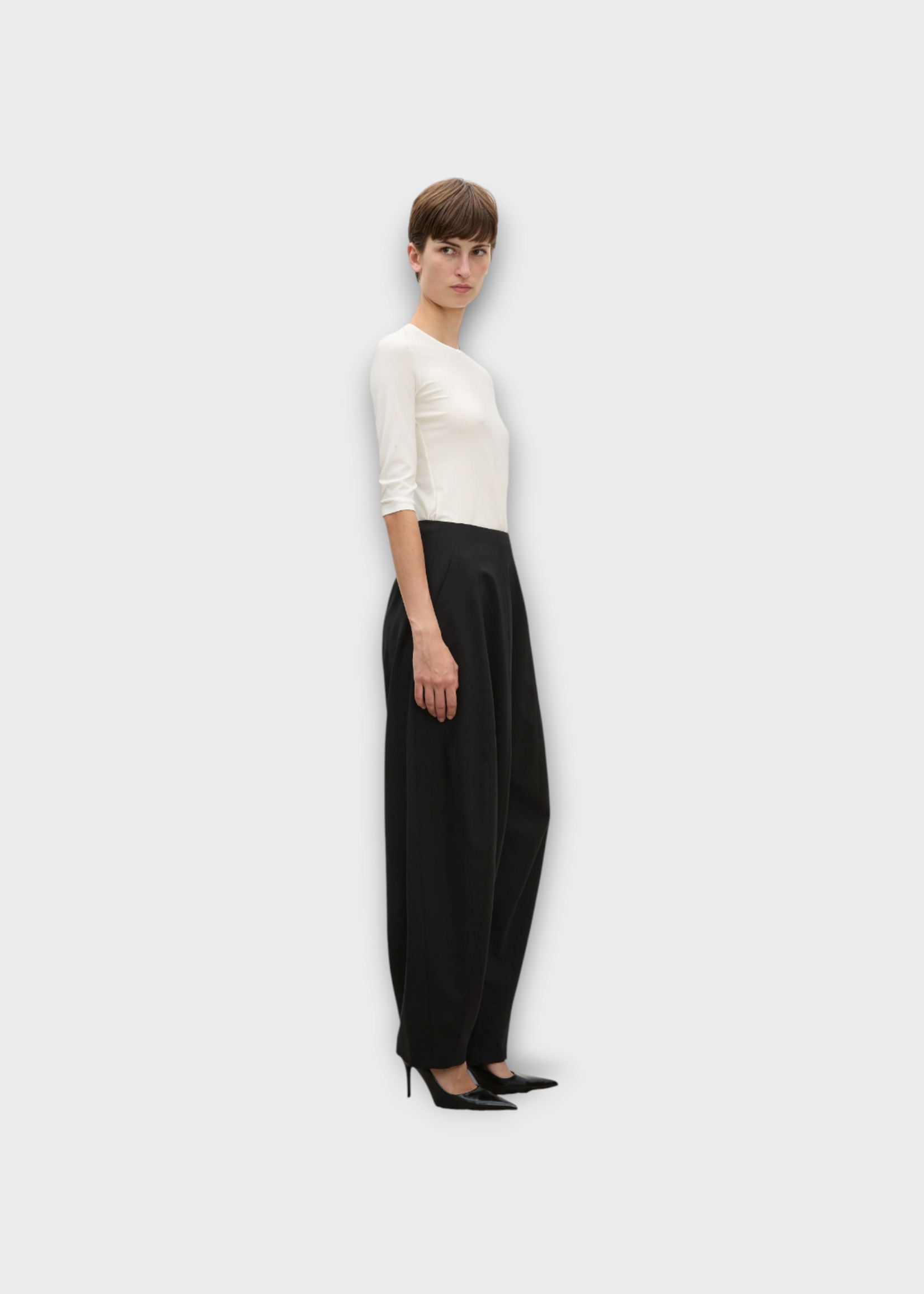 Ashlyn Ashlyn Trousers, Black, Blaine Light Cady High Waist Round Leg Pants