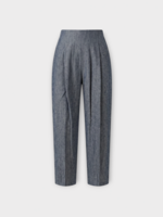Ashlyn Ashlyn Trousers, Blue, Blaine Linen & Cotton High Waist Round Leg Pants