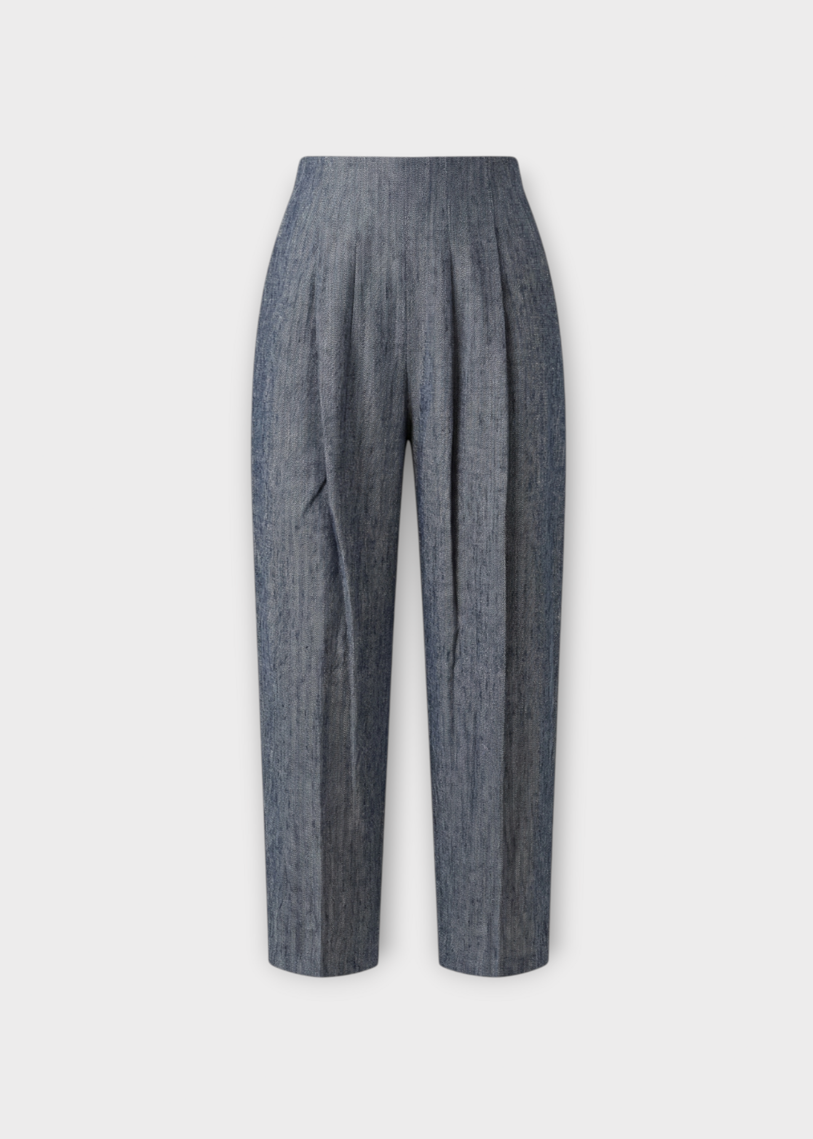Ashlyn Ashlyn Trousers, Blue, Blaine Linen & Cotton High Waist Round Leg Pants