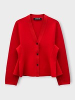 Ashlyn Ashlyn Knitwear, Red, Henry V-Neck Long Cardigan